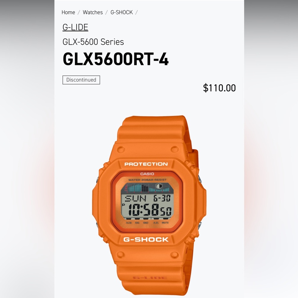 Casio GLX5600 GLIDE G SHOCK ORANGE CREAM PASTEL WATCH MENA WOMENS UNISEX